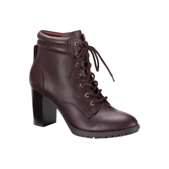 Style & Co. Laurellee Lace-Up Dress Booties Wine Smooth - 9 NWB - Picture 1 of 9